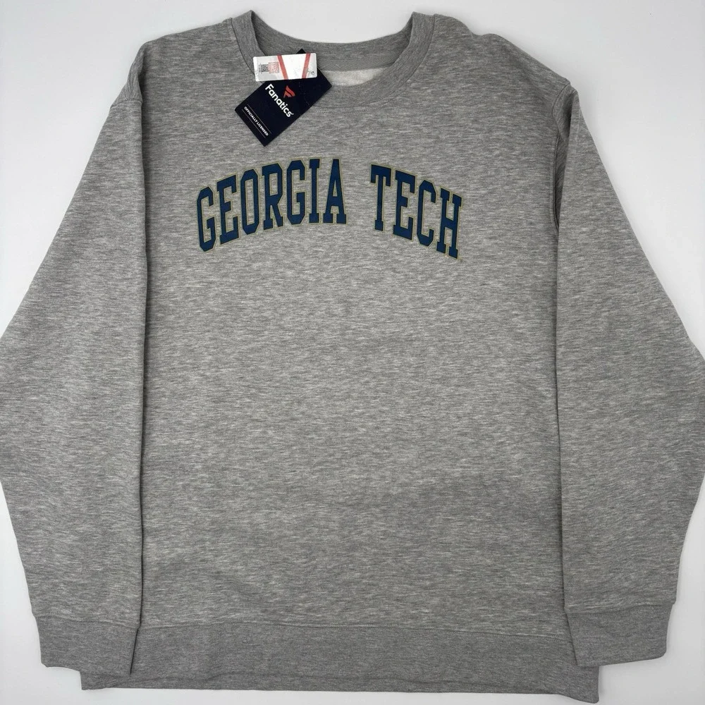Georgia Tech Yellow Jackets Fanatics Crewneck Sweatshirt Gray Men's 2XL NWT